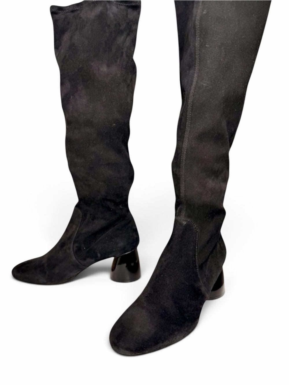 Antonio Melani Black Suedeโ Knee High Sock Boots Women 6 Block Heel